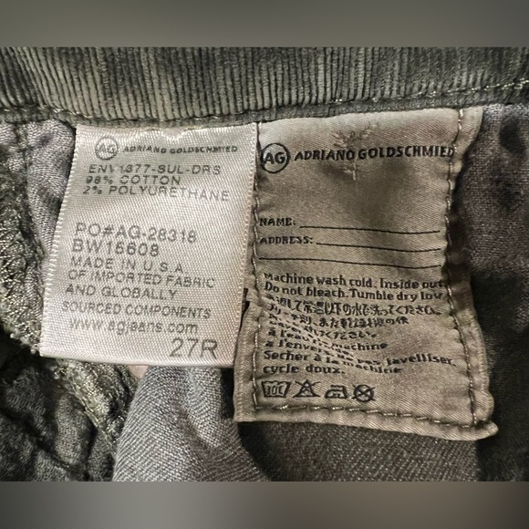 AG ADRIANO GOLDSCHMIED The Stevie Ankle Green Corduroy Jeans 27R - Picture 7 of 7